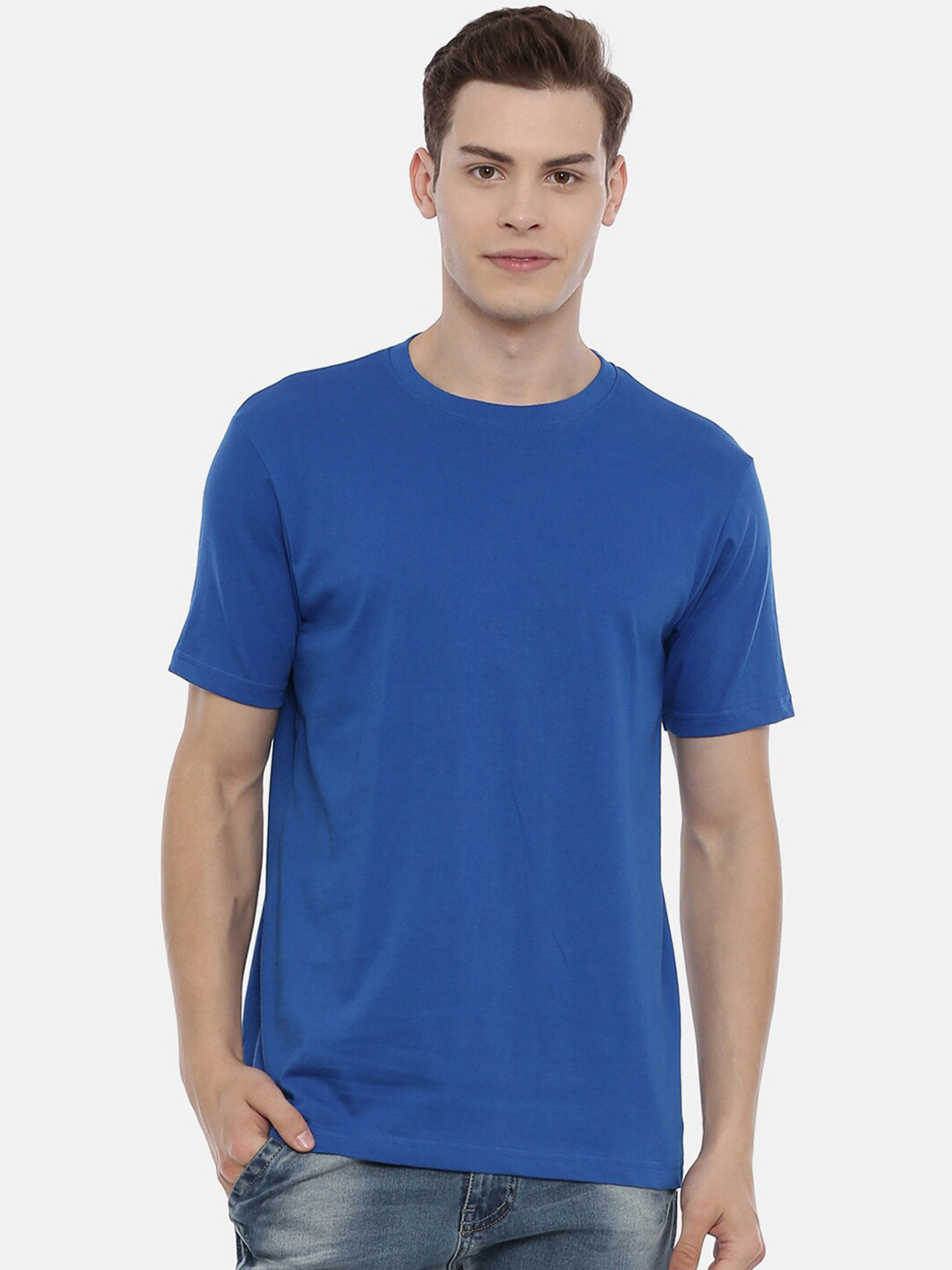 

recast Men Blue Pure Cotton T-shirt