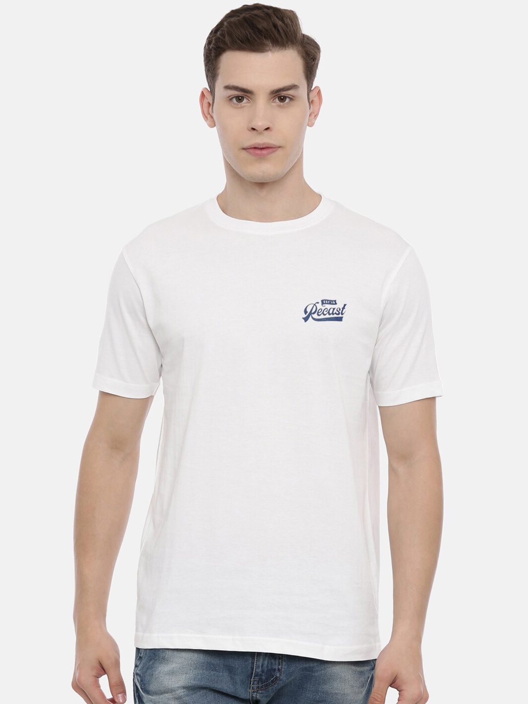 

recast Men White Pure Cotton T-shirt