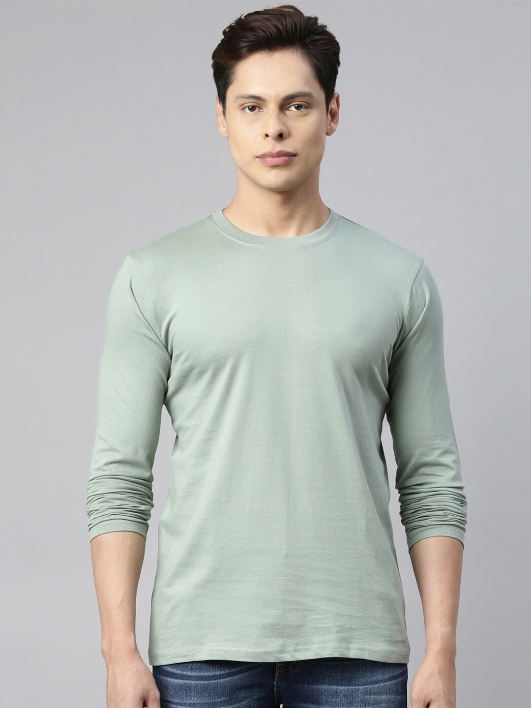 

recast Men Green Pure Cotton Full Sleeves T-shirt