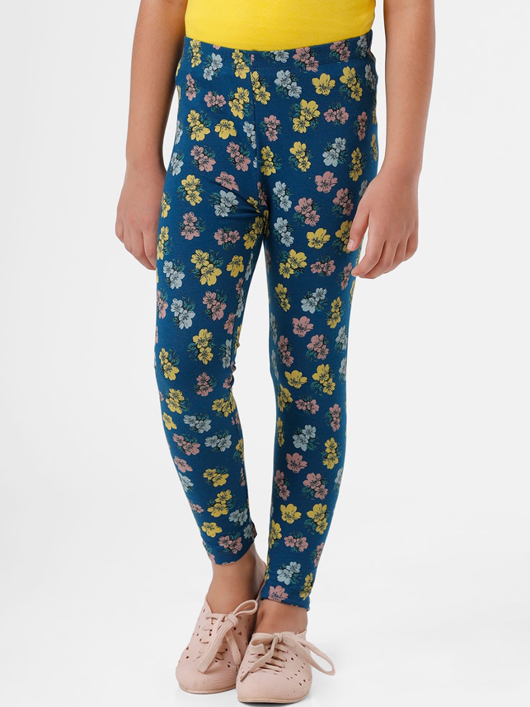 

De Moza Girls Blue Printed Ankle Length Leggings