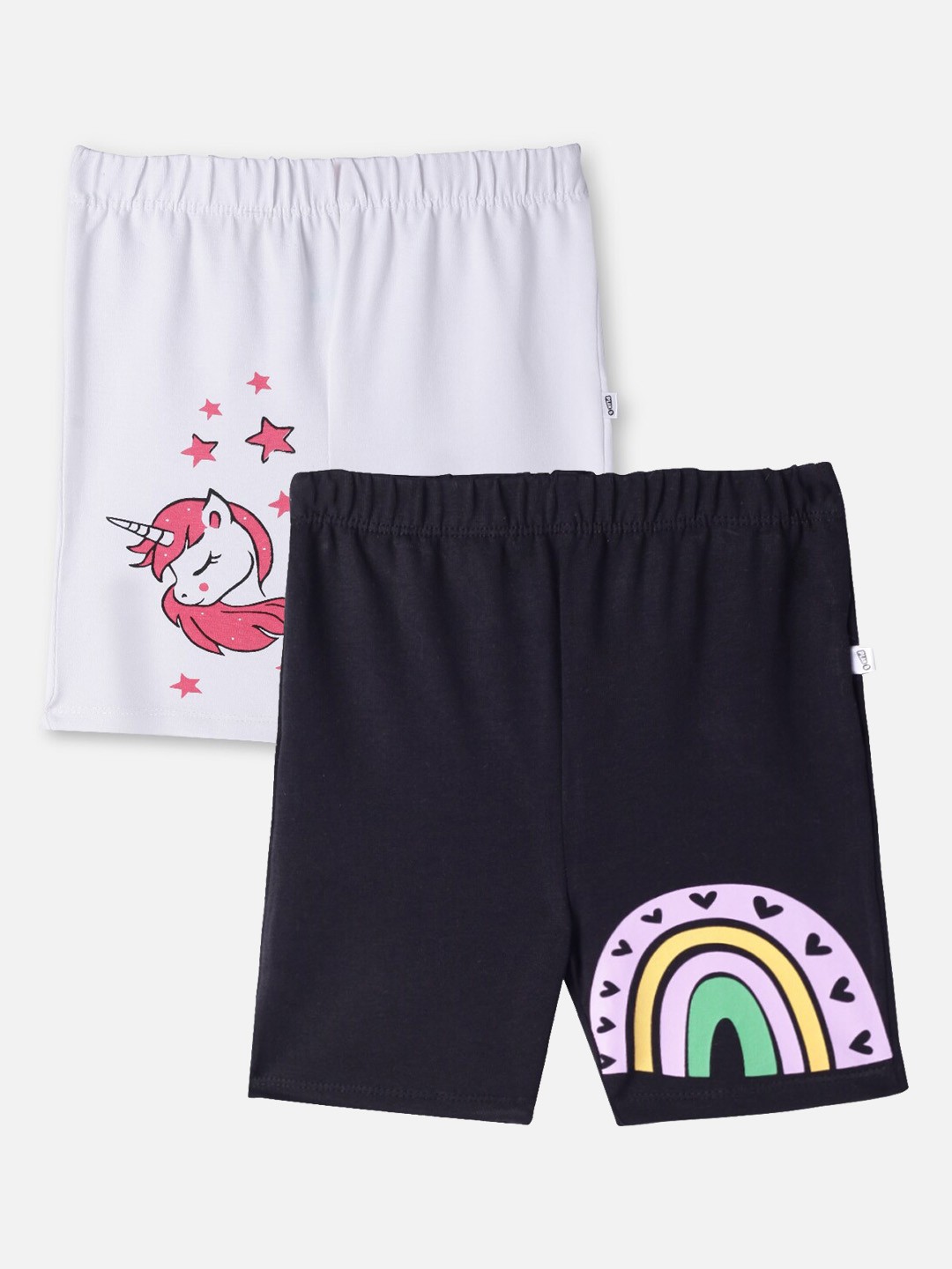 

You Got Plan B Girls Pack Of 2 White & Black Printed Shorts