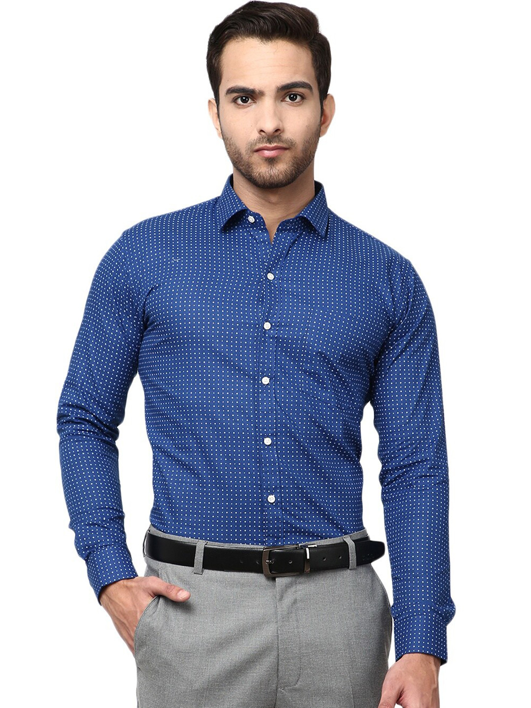

V-Mart Men Blue Standard Printed Formal Shirt