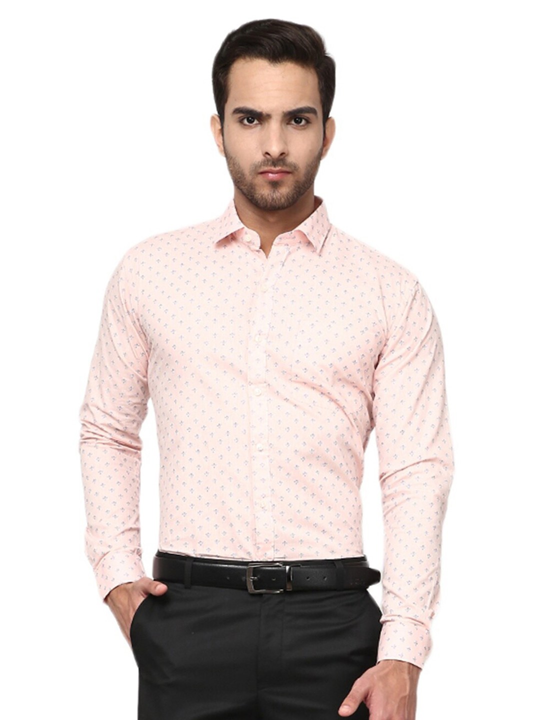 

V-Mart Men Pink Regular Fit Standard Printed Cotton Formal Shirt
