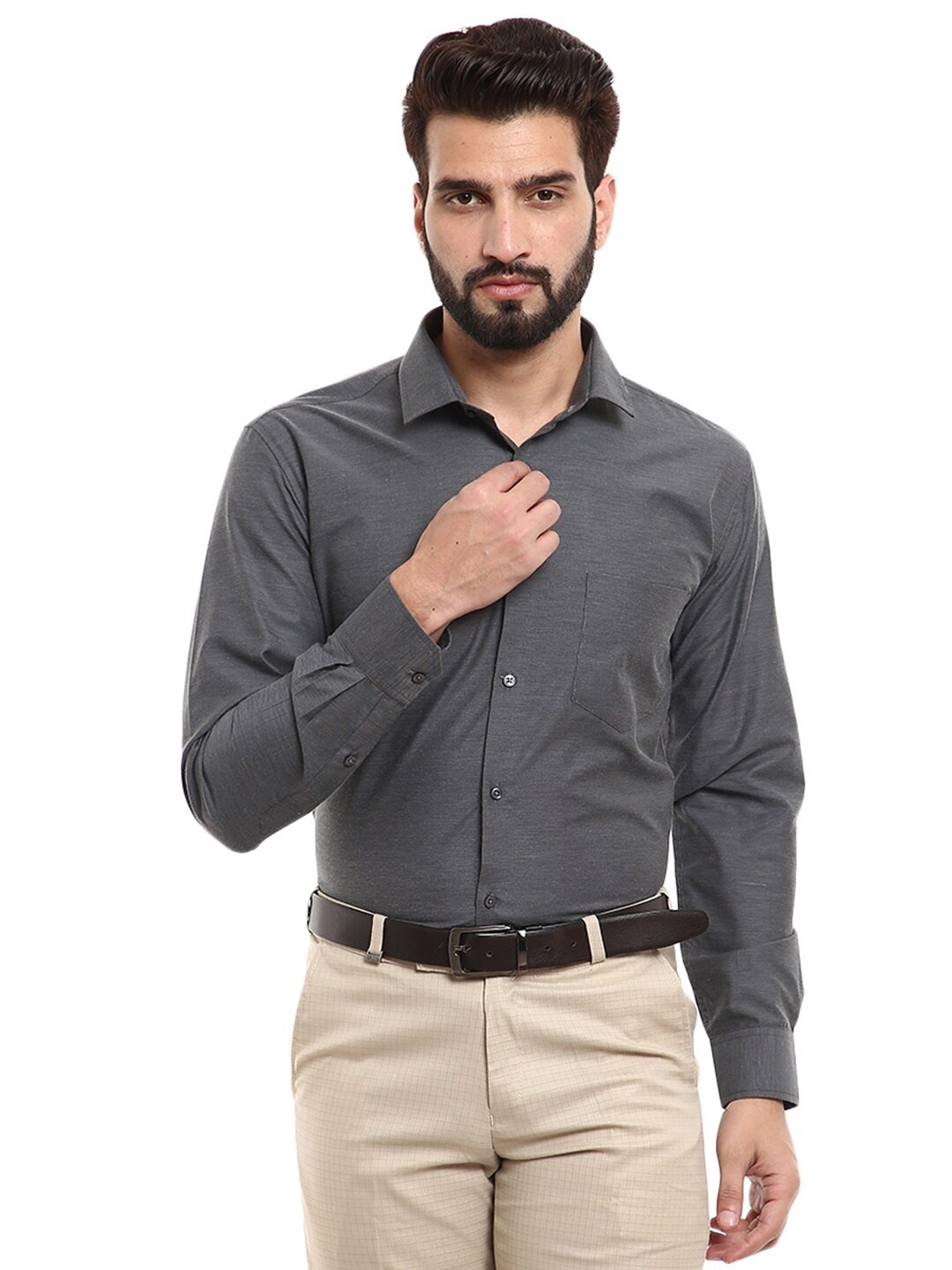 

V-Mart Men Charcoal Standard Formal Shirt