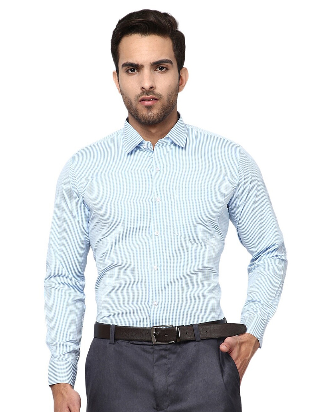 

V-Mart Men Blue Regular Fit Standard Checked Cotton Formal Shirt