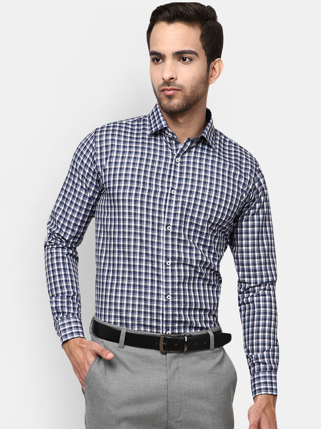 

V-Mart Men Blue Standard Checked Formal Shirt