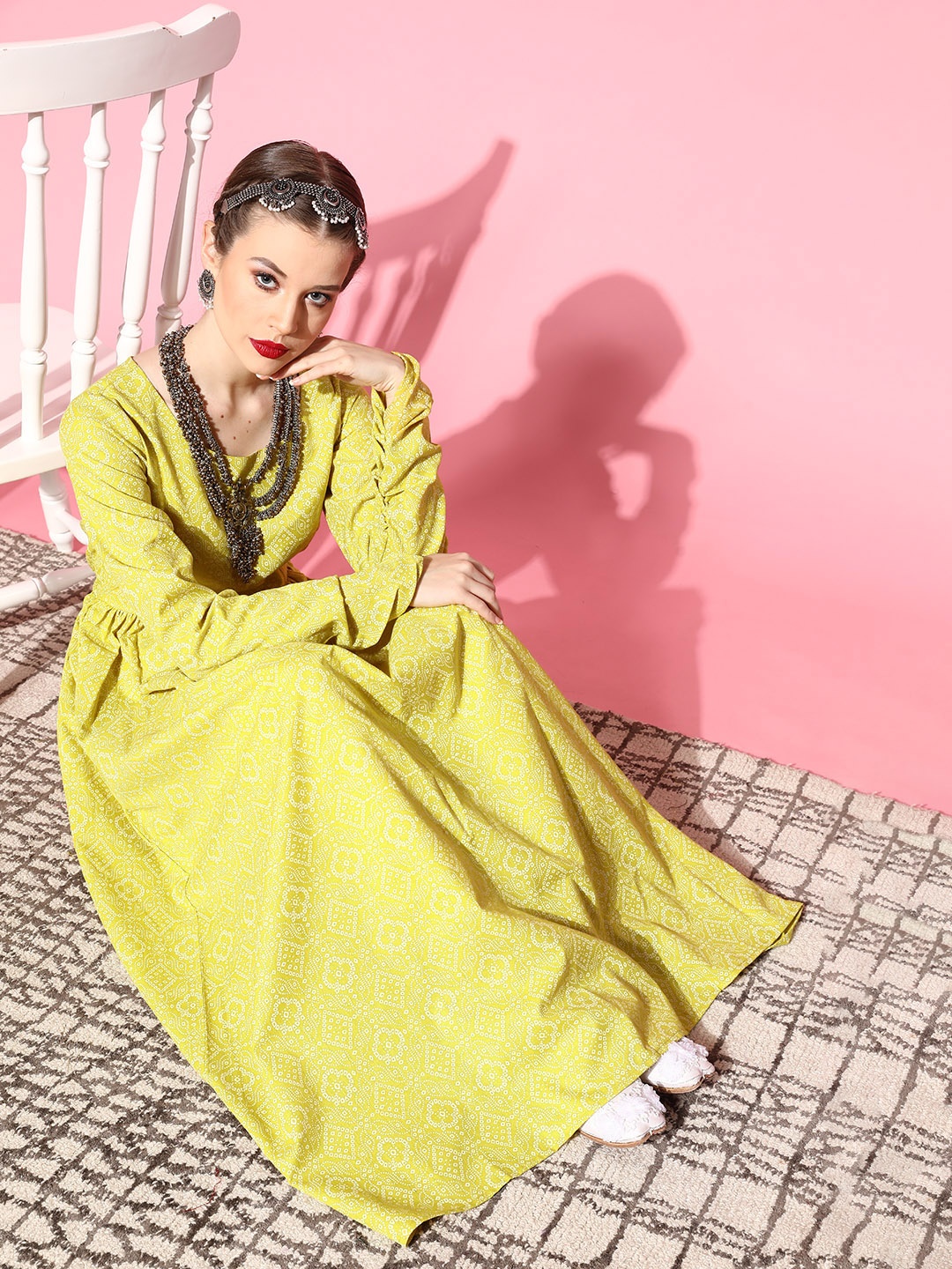 

Sangria Women Green Cotton Gown For Days