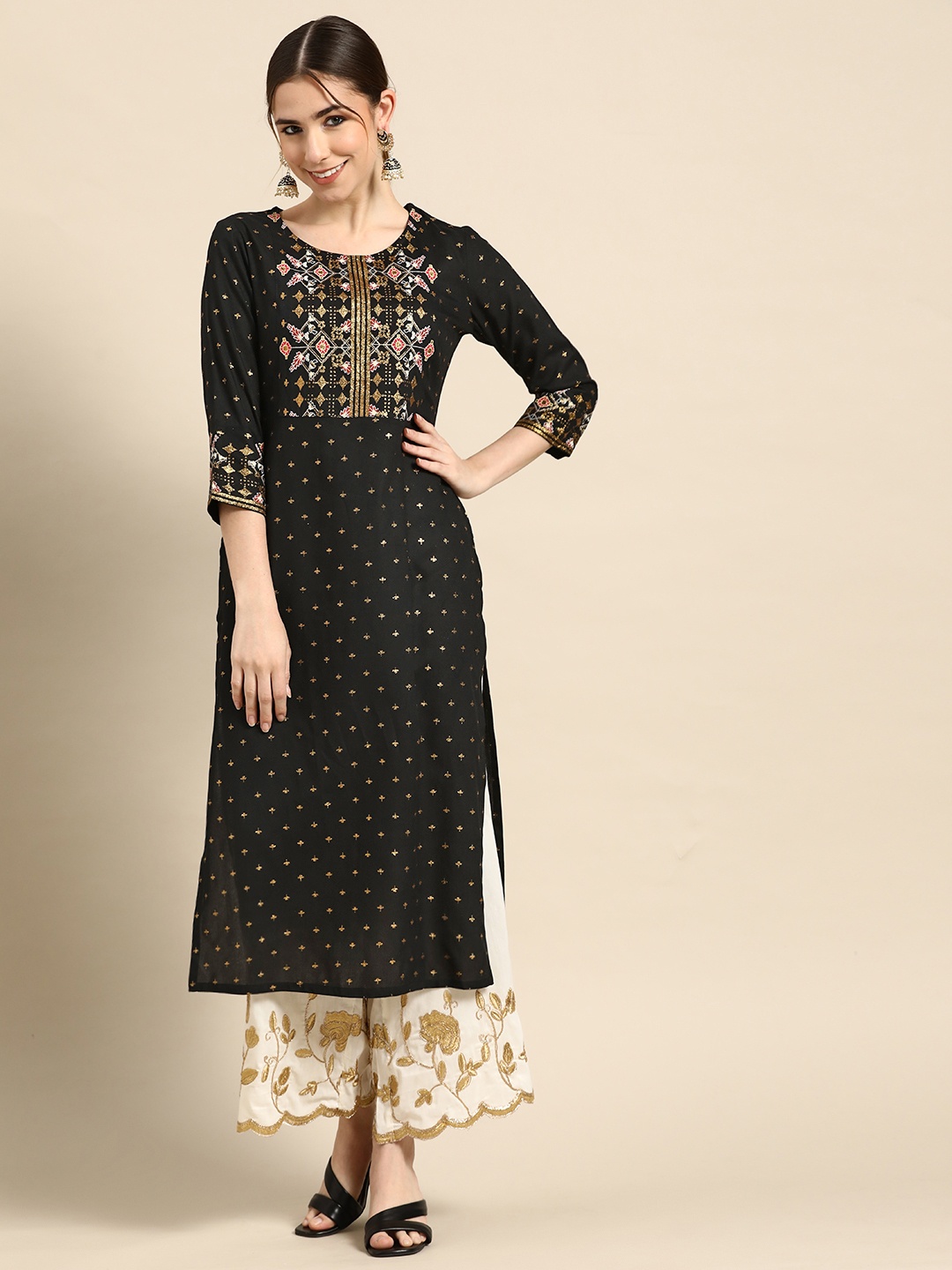 

Gerua By Libas Women Black Ethnic Motifs Printed Kurta