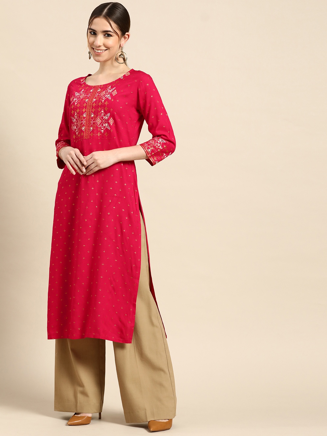

Gerua By Libas Women Pink Ethnic Motifs Printed Kurta