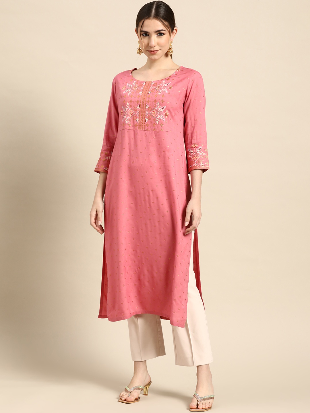 

Gerua By Libas Women Pink Ethnic Motifs Printed Kurta