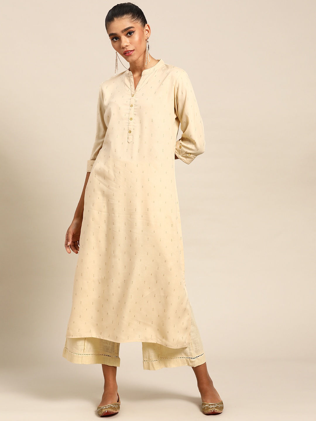 

Gerua By Libas Women Beige Abstract Printed Kurta