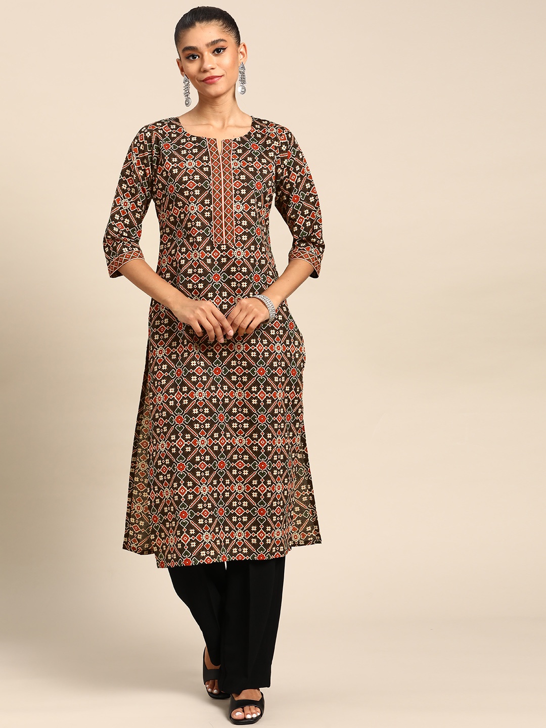 

Gerua By Libas Women Black Maroon Ethnic Motifs Printed Kurta