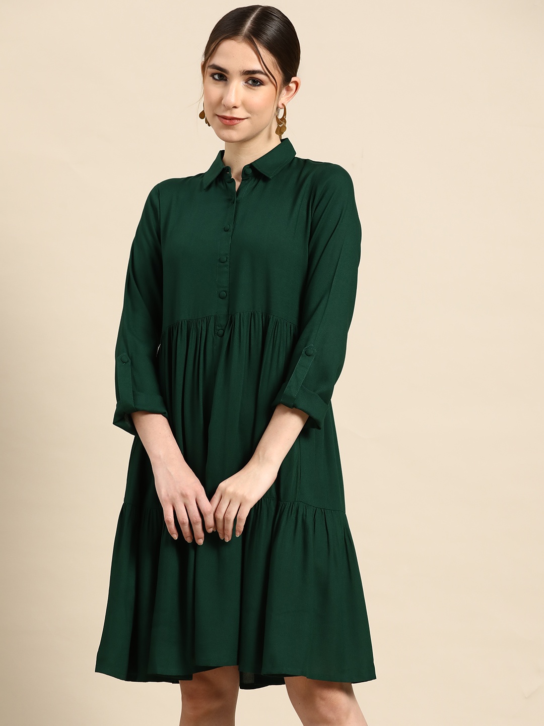 

Gerua By Libas Green A-Line Midi Dress