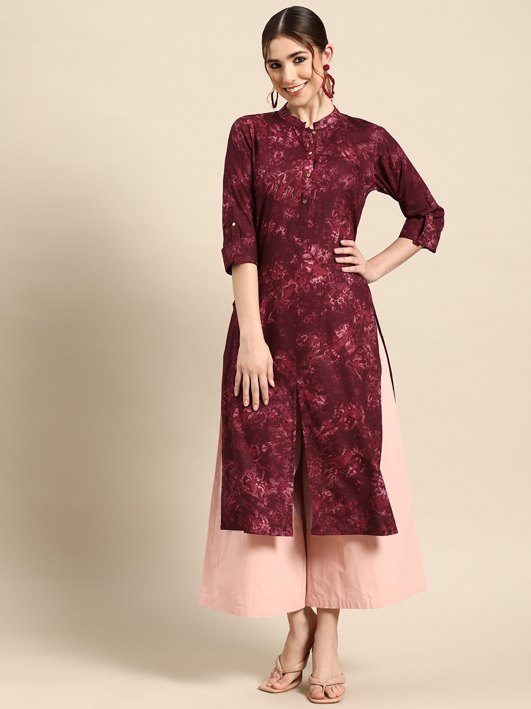 

GERUA Women Maroon Printed Kurta