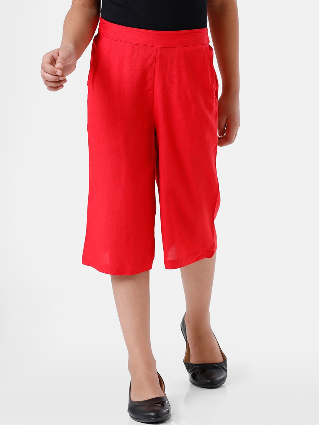 

De Moza Girls Red Loose Fit Culottes Trousers