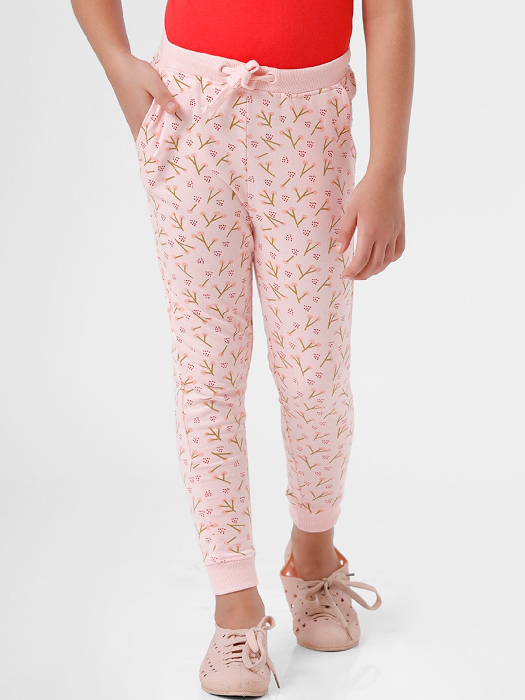 

De Moza Girls Pink Ethnic Motifs Printed Jogger