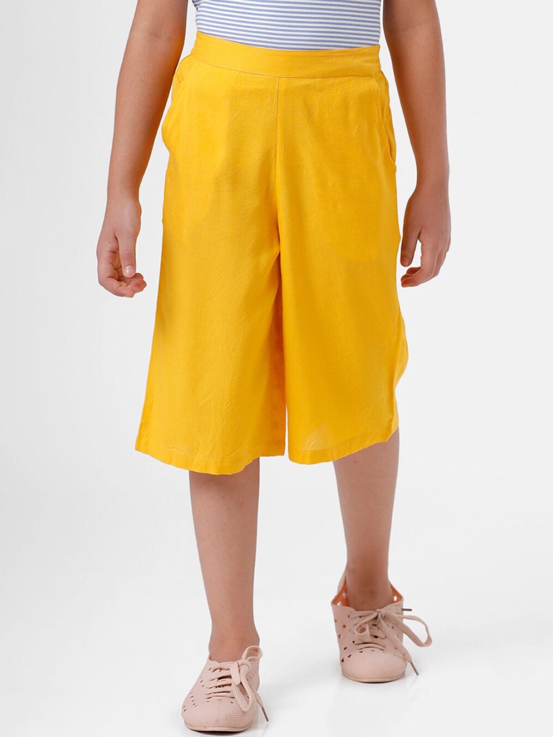 

De Moza Girls Mustard Yellow Loose Fit Culottes Trousers