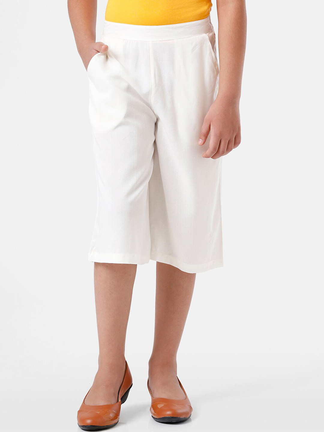 

De Moza Girls Off White Loose Fit Culottes Trousers
