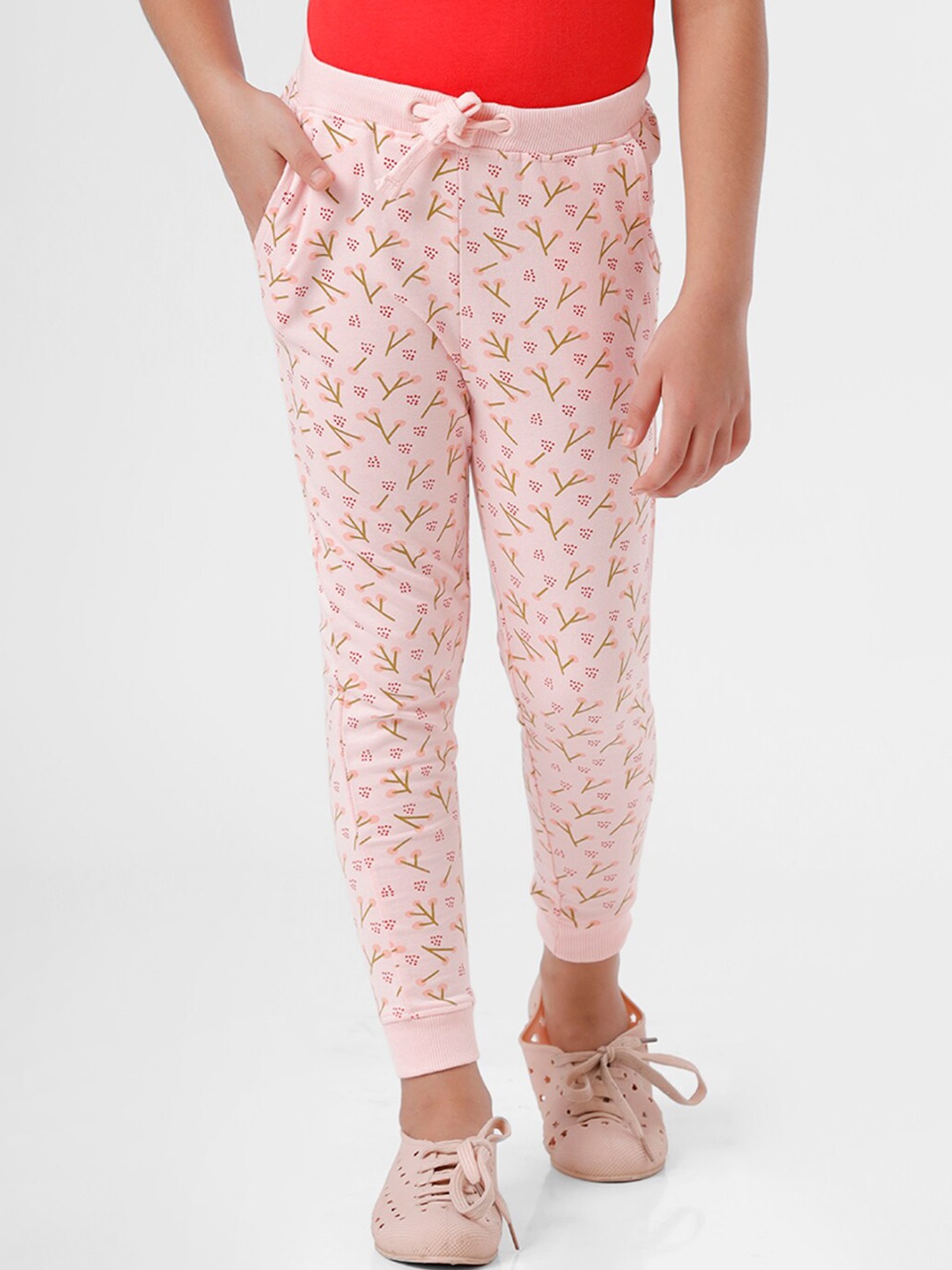 

De Moza Girls Pink Floral Printed Cotton Trousers