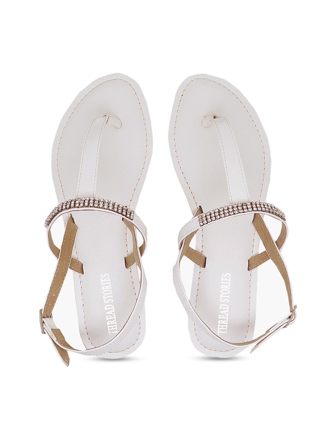 

Thread Stories Women White Colourblocked Open Toe Flats