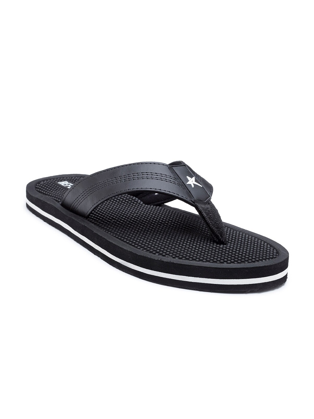

REFOAM Men Black Solid Thong Flip Flops