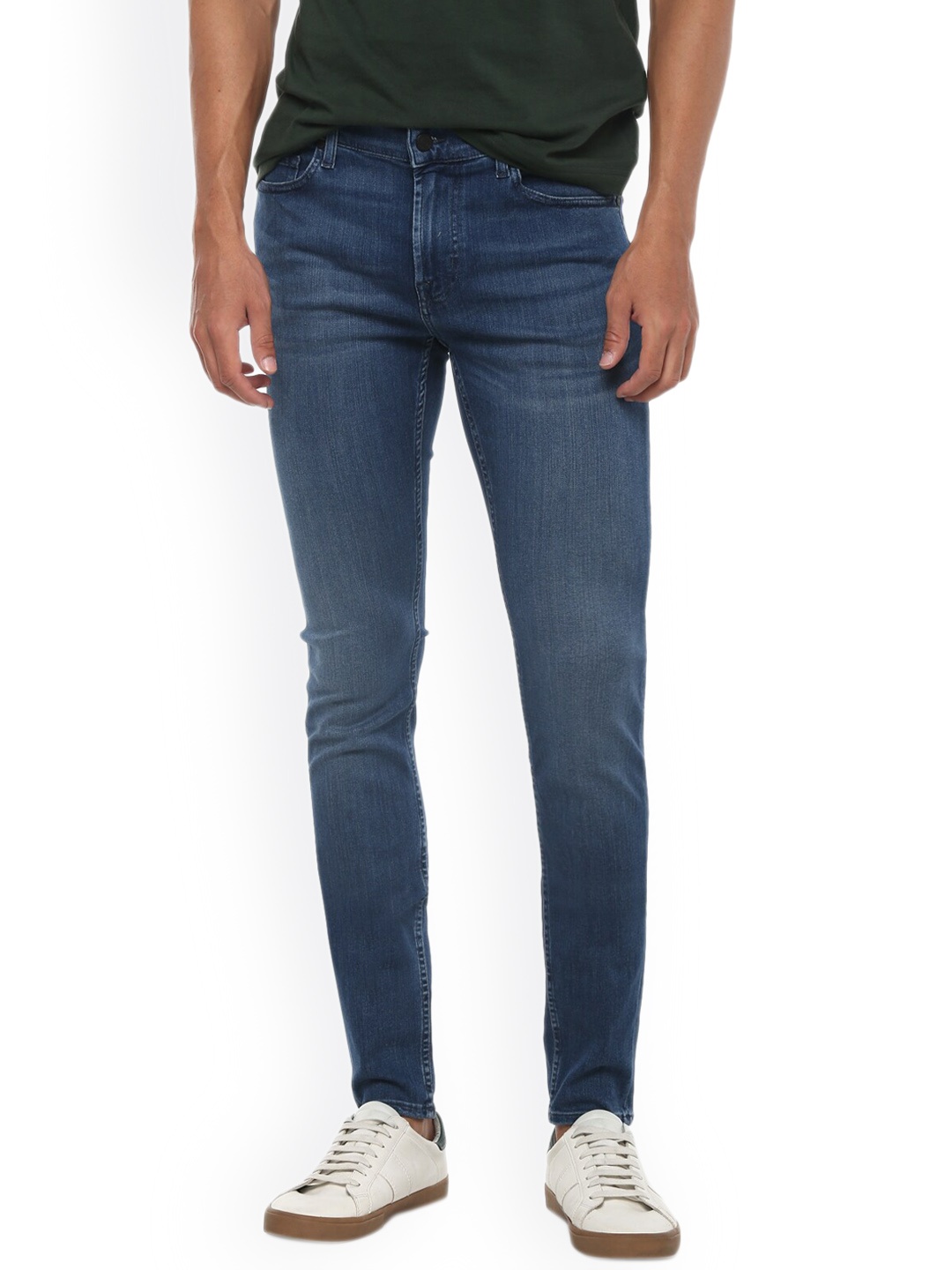 

7 For All Mankind Men Blue Regular-Fit Mid-Rise Cotton Jeans