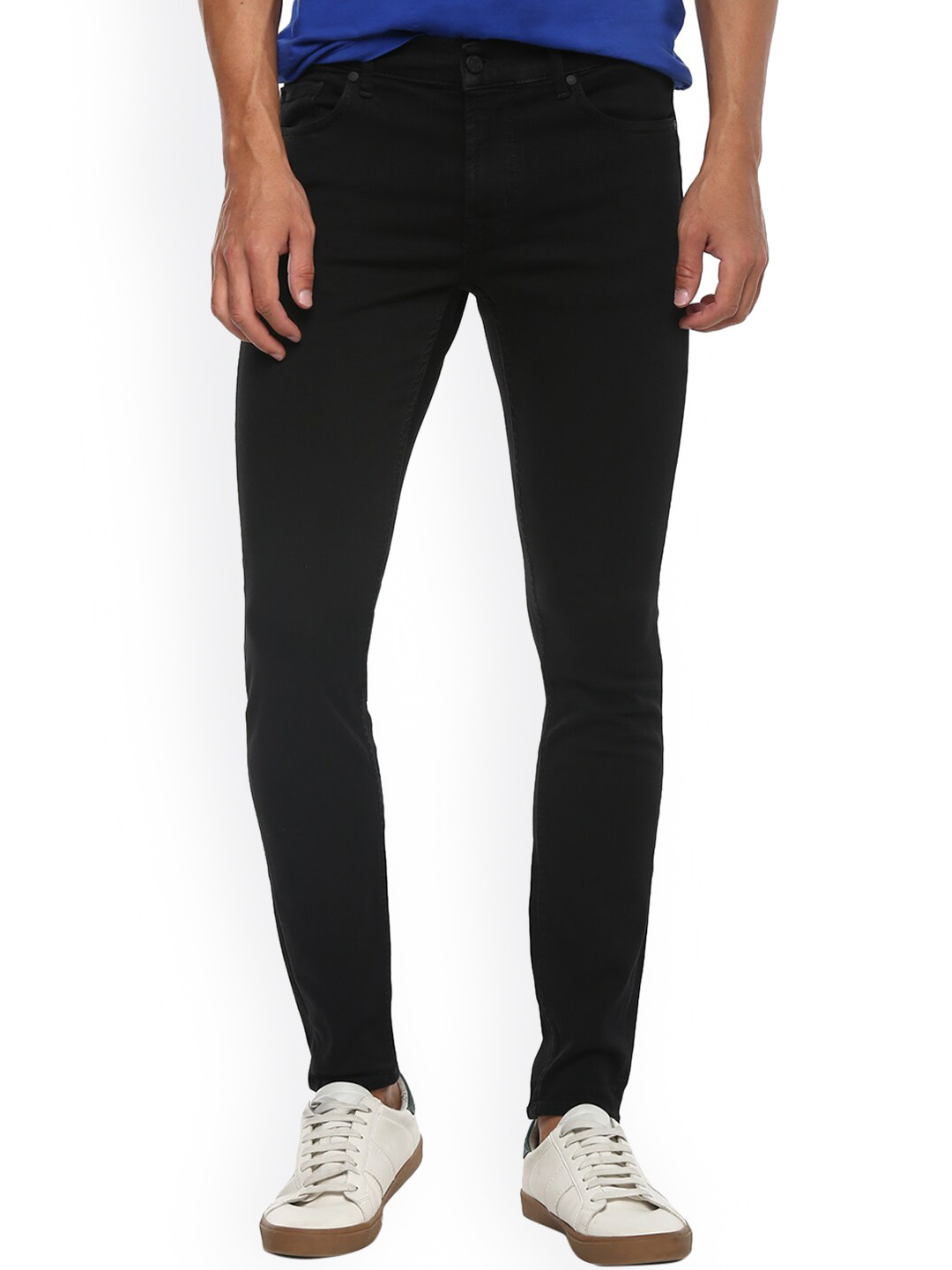 

7 For All Mankind Men Black Mid-Rise Pure Cotton Jeans