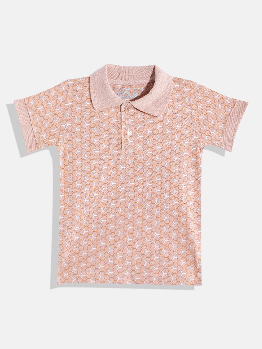 

GOJI Boys Mauve Printed Polo Collar T-shirt
