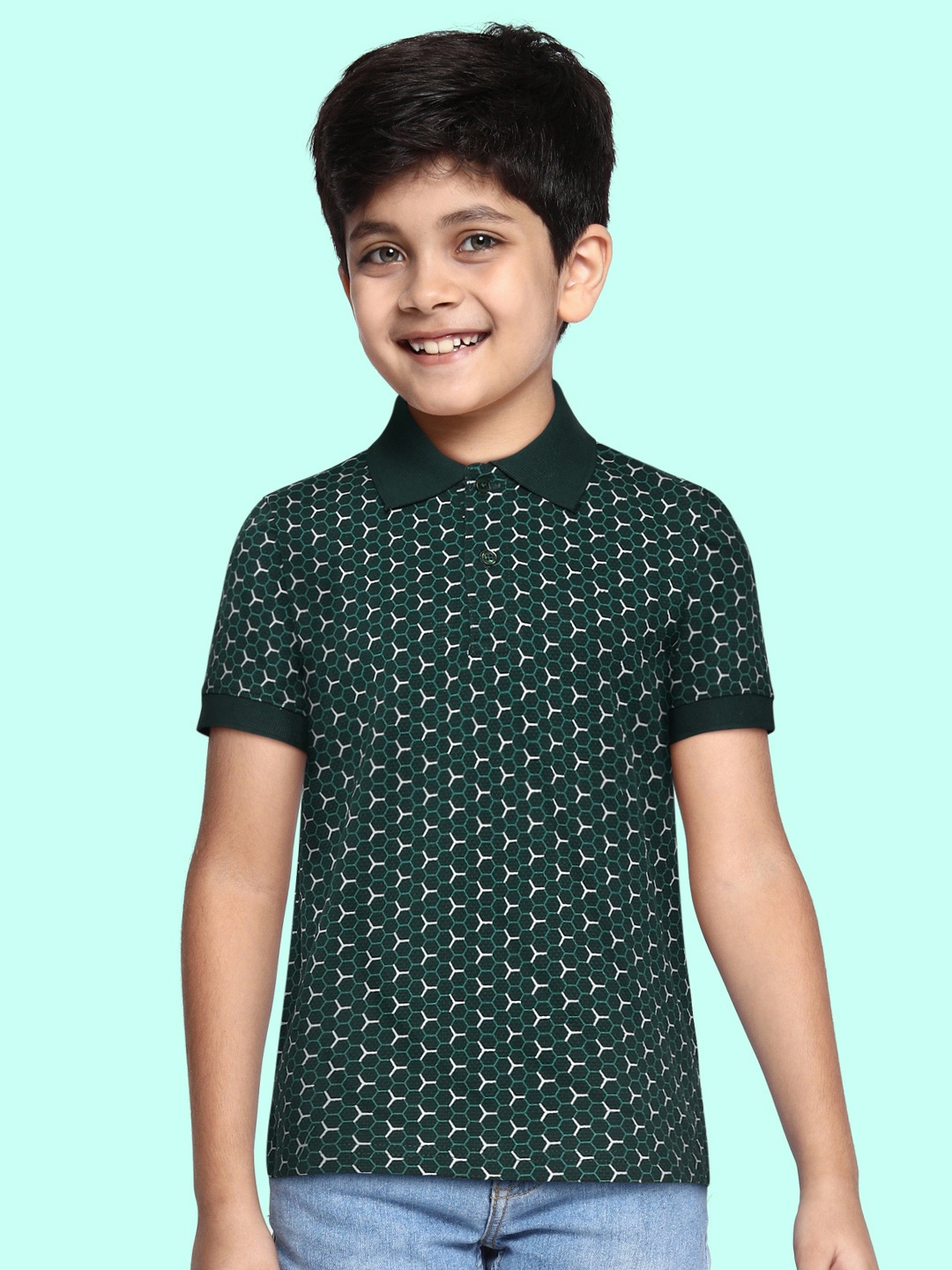 

GOJI Boys Teal Green Polo Collar T-shirt