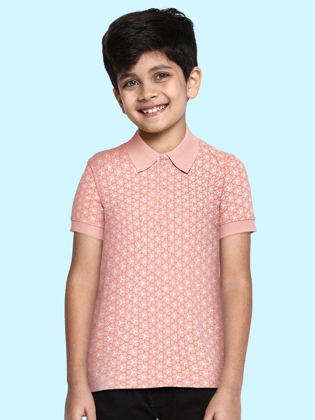 

GOJI Boys Mauve Printed Polo Collar T-shirt