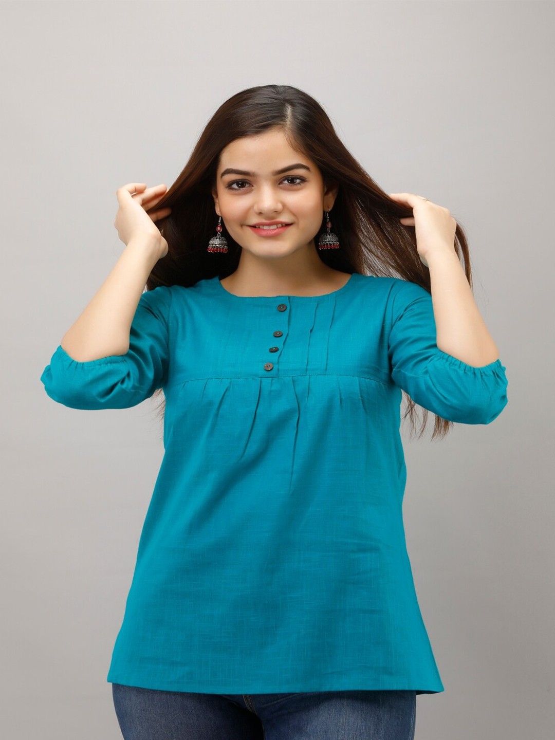 

Maishi Green Roll-Up Sleeves Top