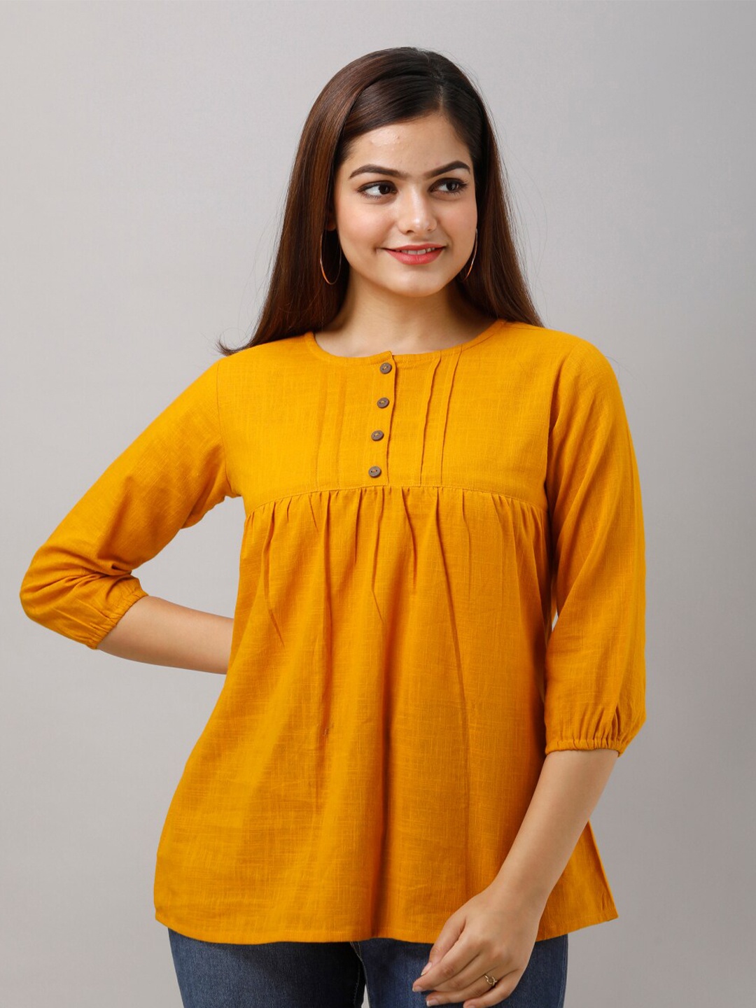 

Maishi Women Yellow Empire Top