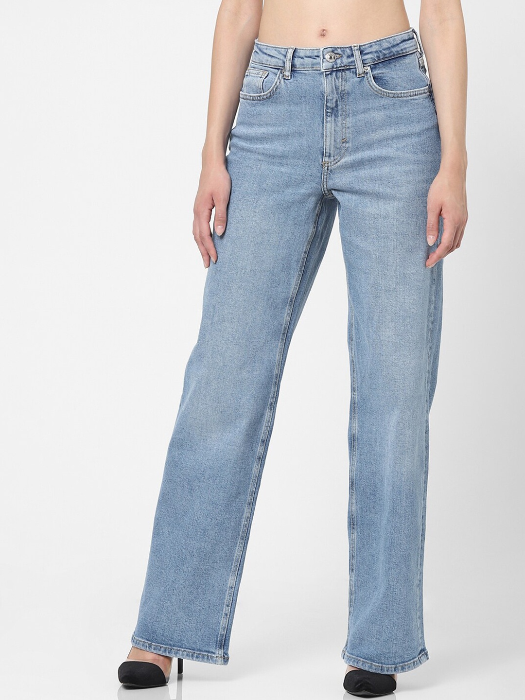 

ONLY Women Blue Straight Fit High-Rise Light Fade Jeans
