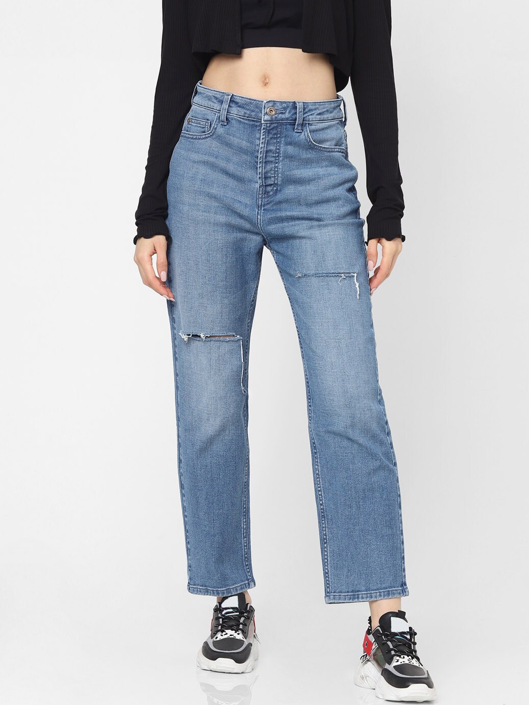 

ONLY Women Blue Mildly Distressed Jeans