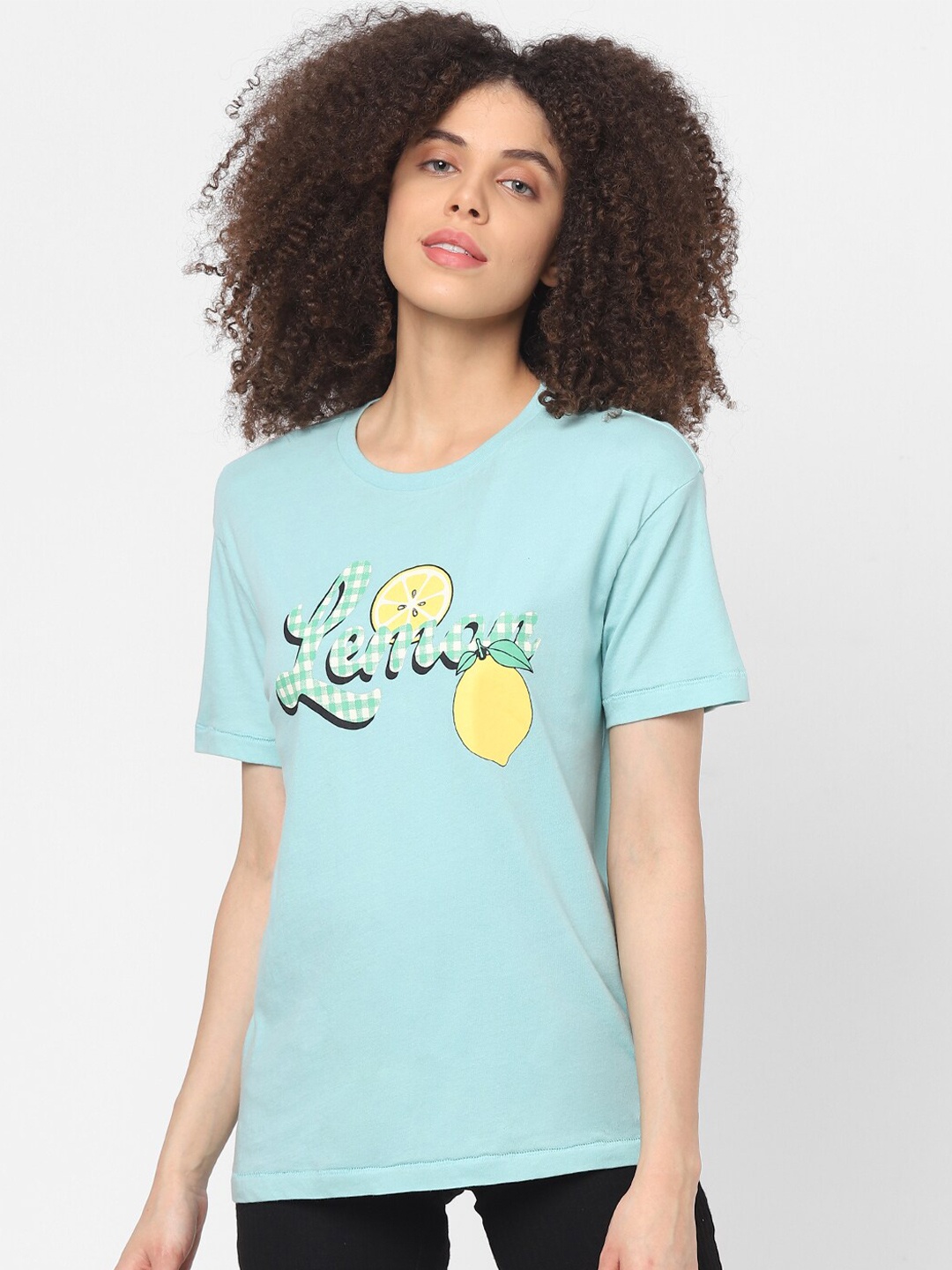 

ONLY Women Blue Typography Printed T-shirt