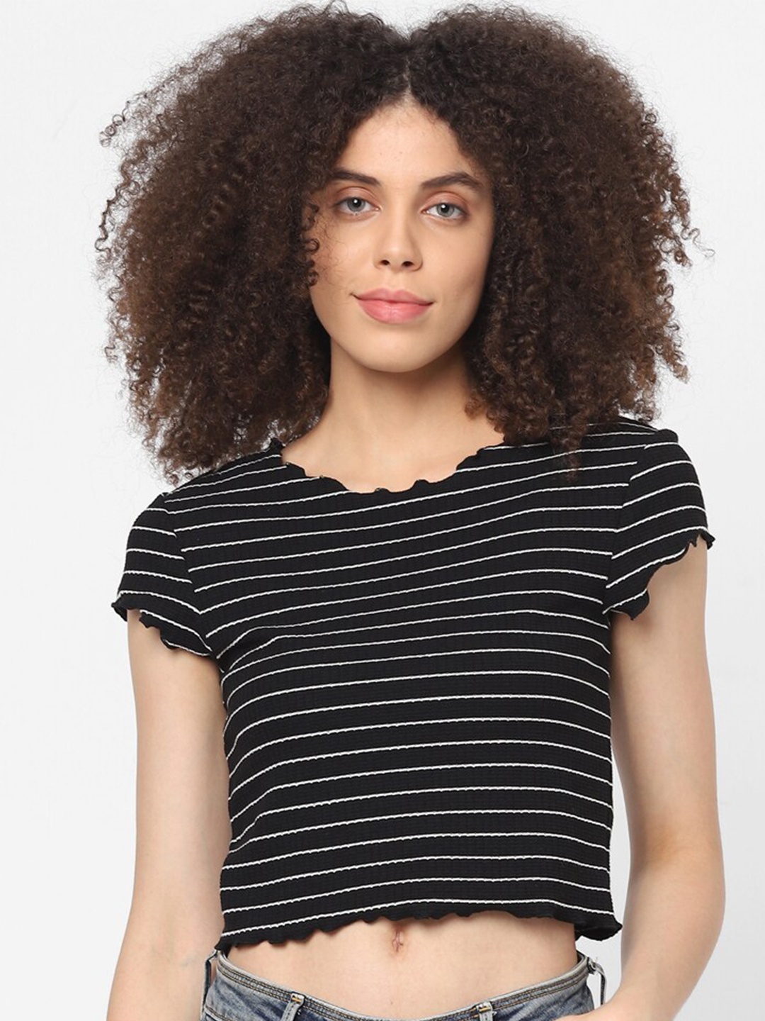 

ONLY Black Striped Crop Top