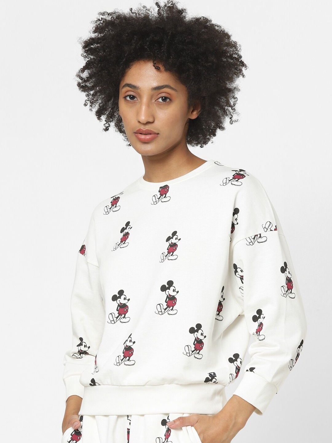 

ONLY Women White Printed Cotton Sweatshirt
