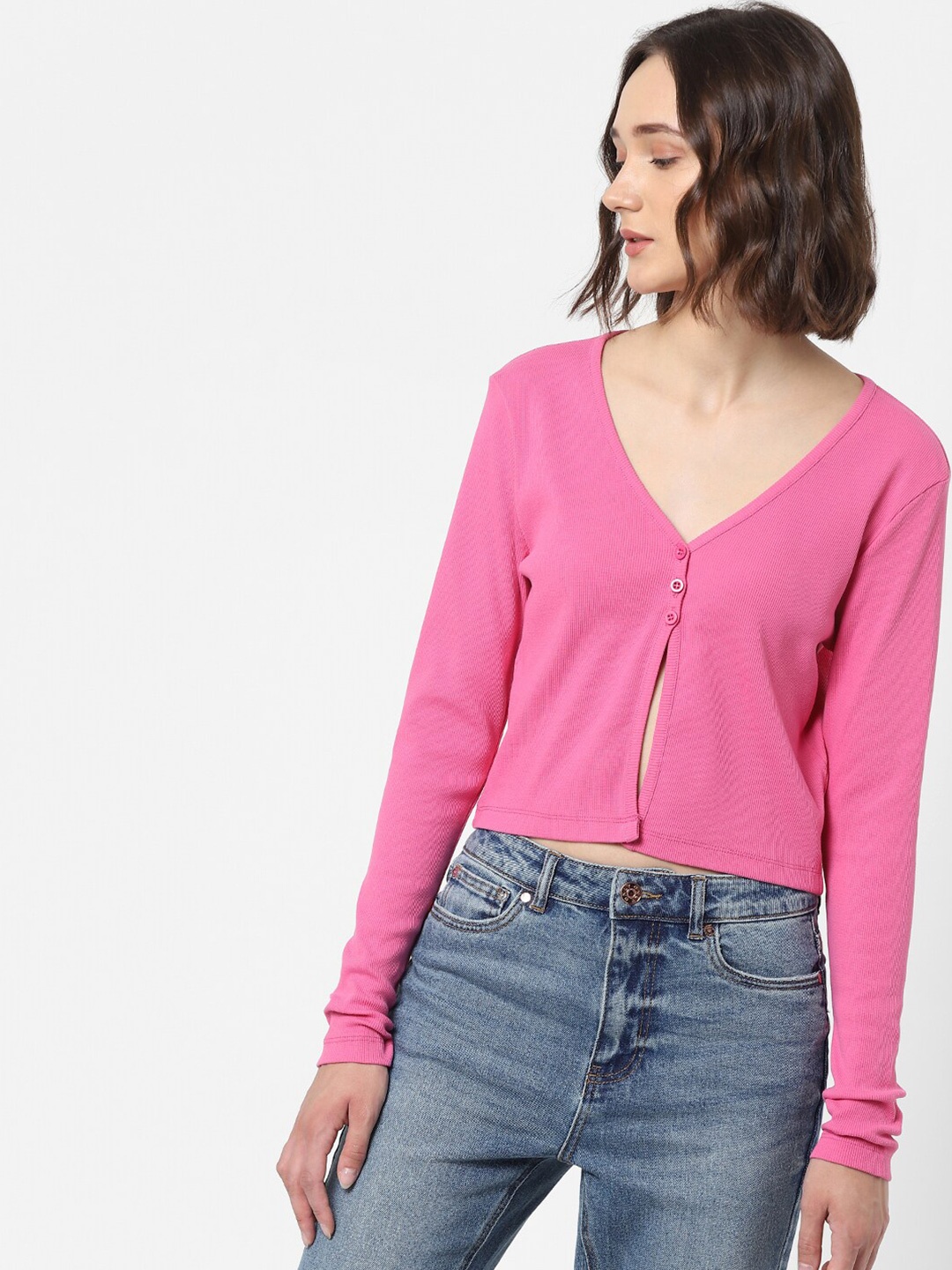 

ONLY Women Pink Crop Cardigan