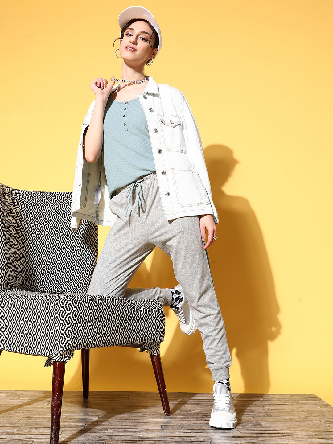 

The Roadster Lifestyle Co. Women Blue & Grey Melange Solid Co-Ords