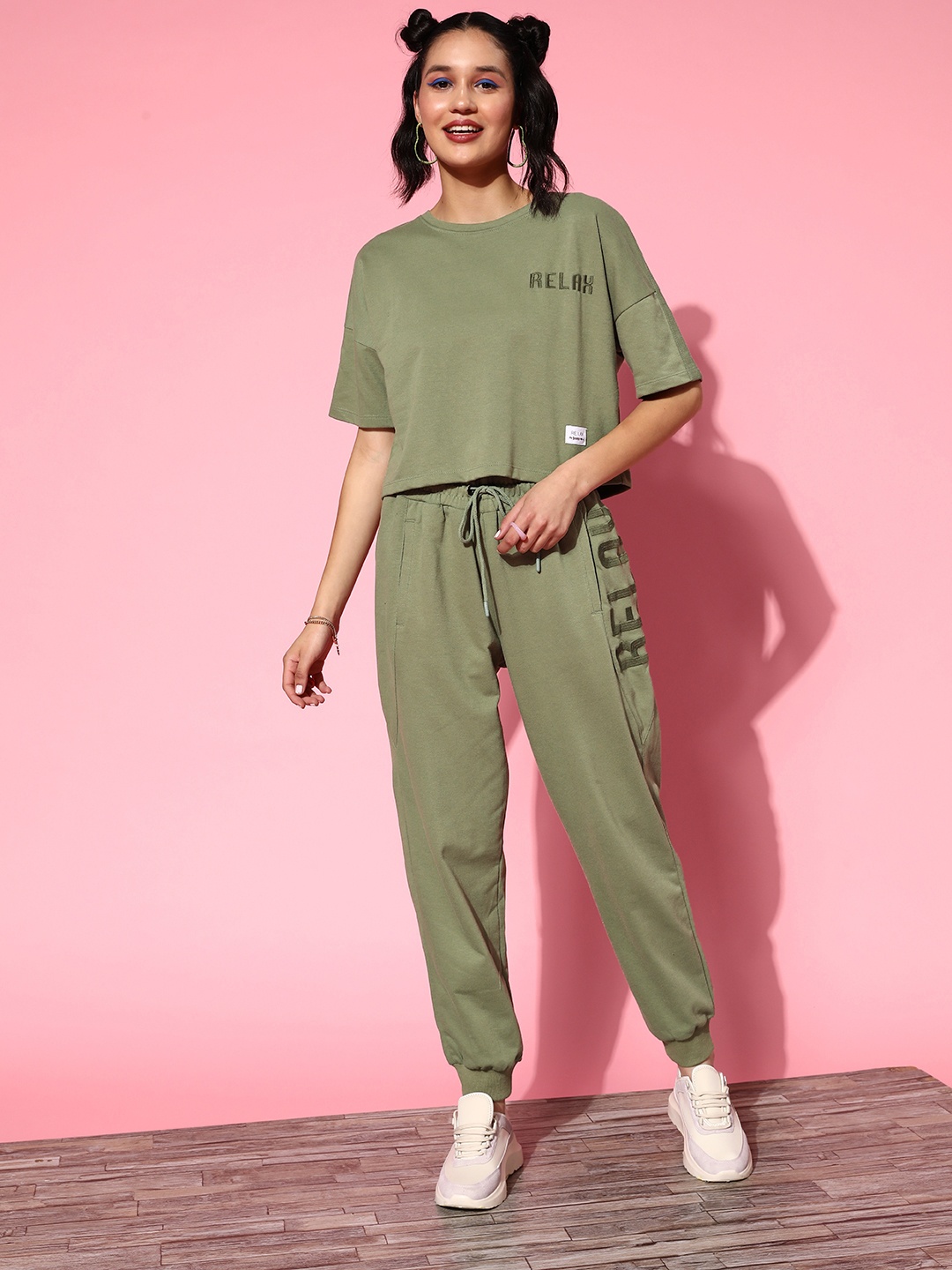

The Roadster Lifestyle Co. Women Solid Co-Ords Set, Olive