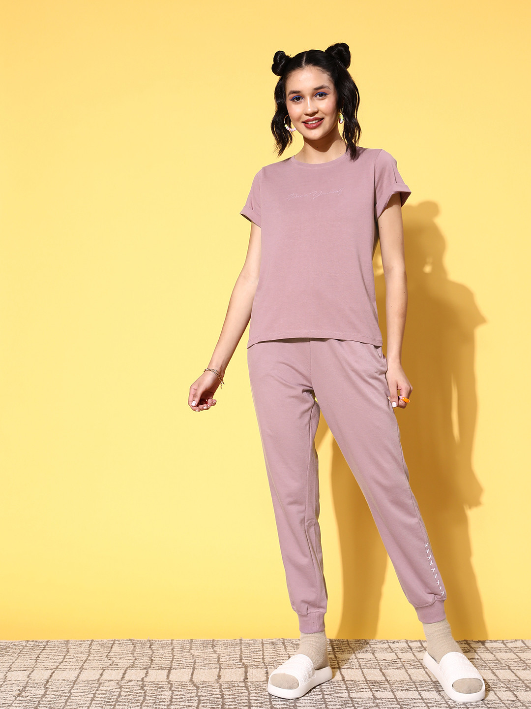 

The Roadster Lifestyle Co. Women Solid Co-Ords Set, Mauve