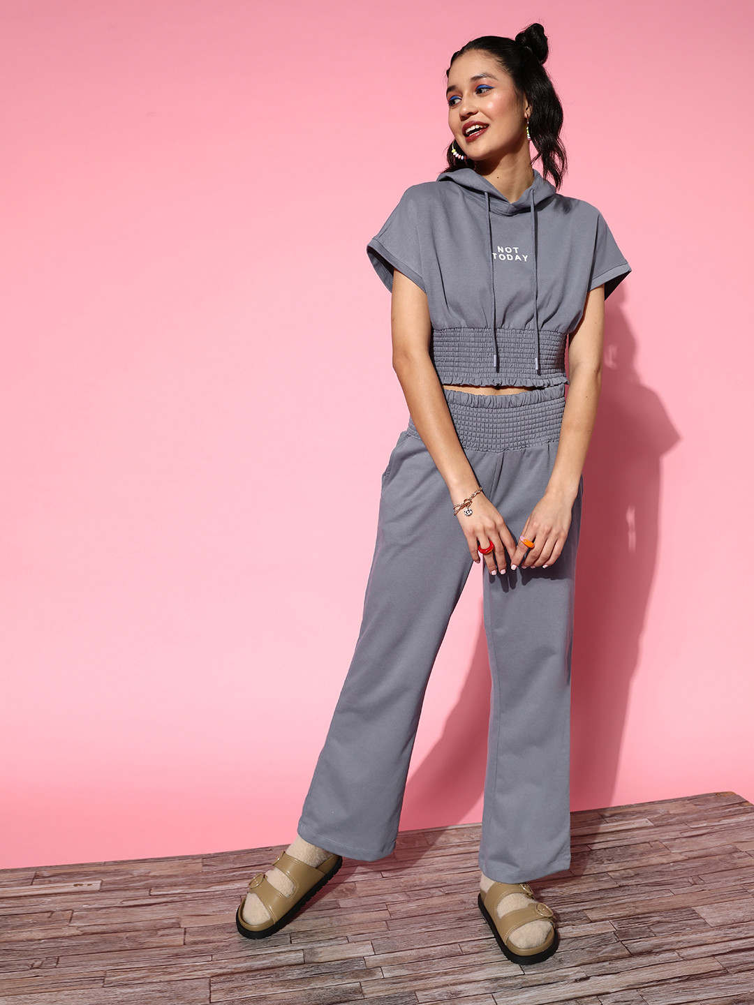 

The Roadster Lifestyle Co. Twilight Mauve Retro Romance Midriff Detailing Co-ords, Grey