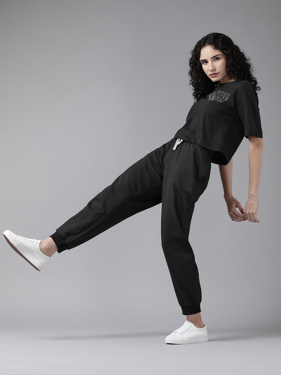 

Roadster Women Black Typography Print Co-ord Set