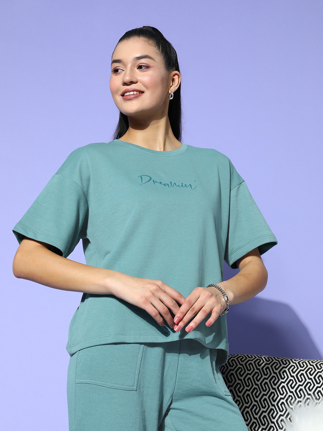 

The Roadster Lifestyle Co. Women Brittany Blue Oversized Workleisure Sets