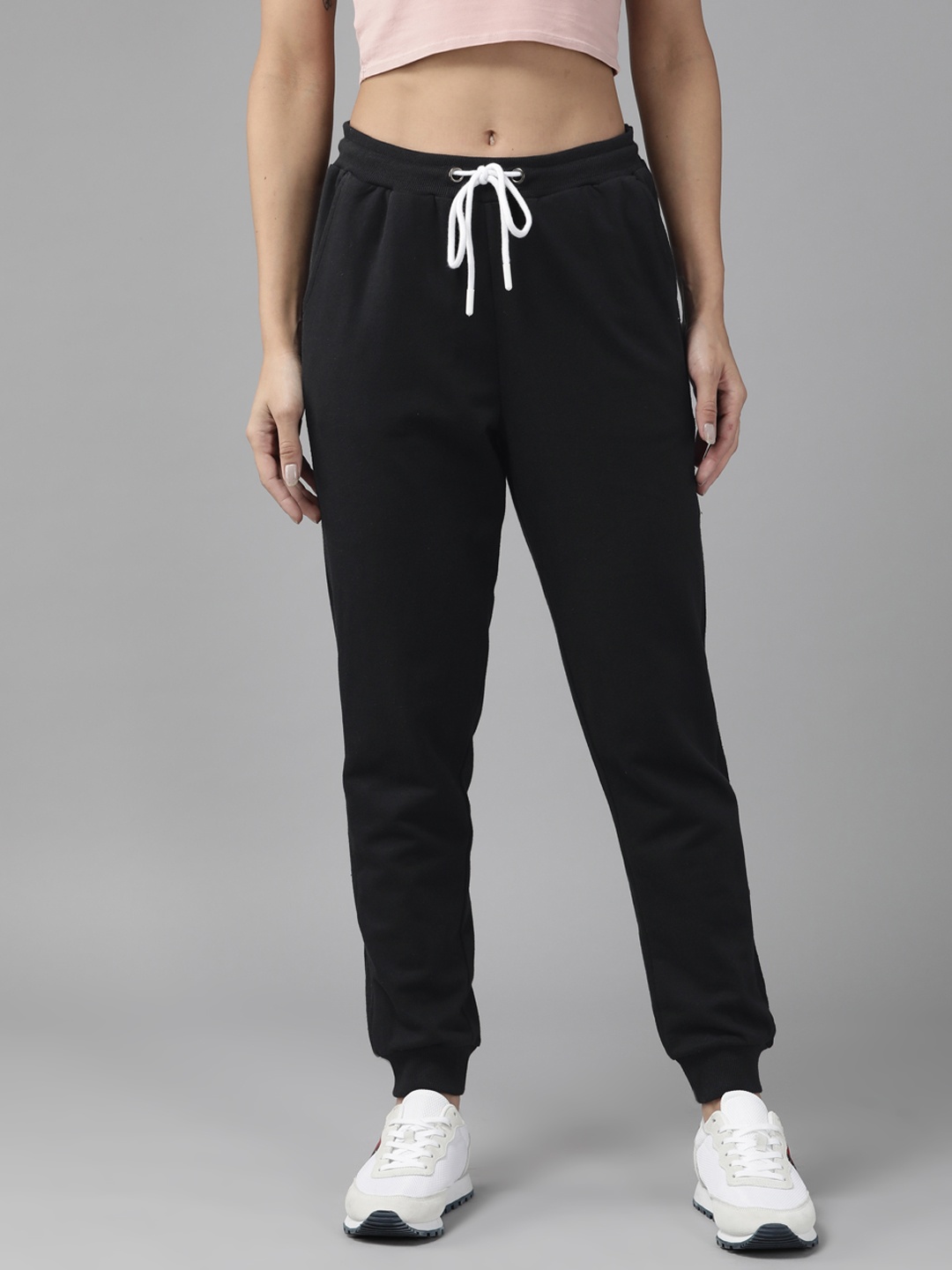 

Roadster Women Black Slim Fit High-Rise Solid Joggers