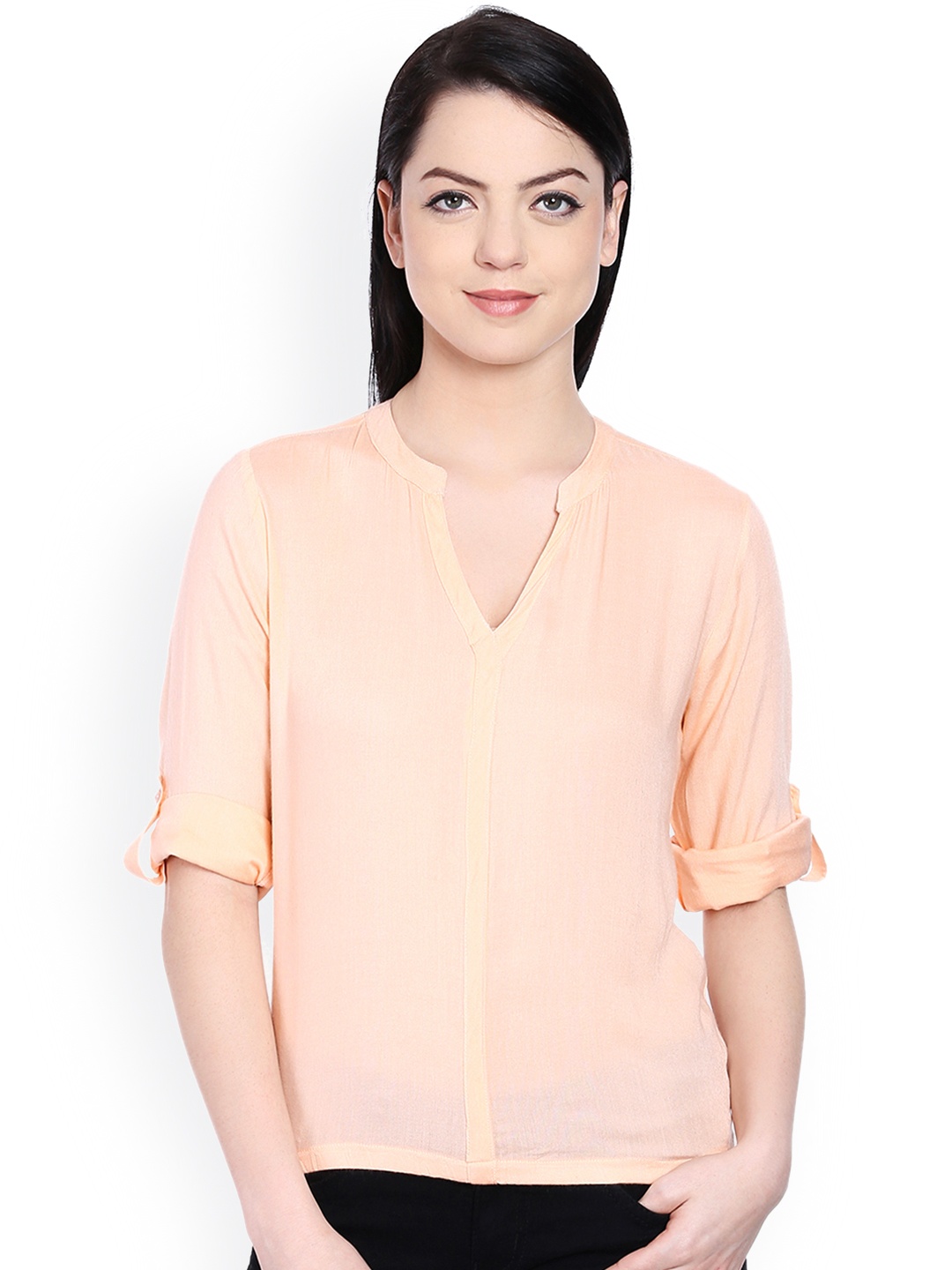 

Style Quotient Peach-Coloured Blouson Pure Cotton Top