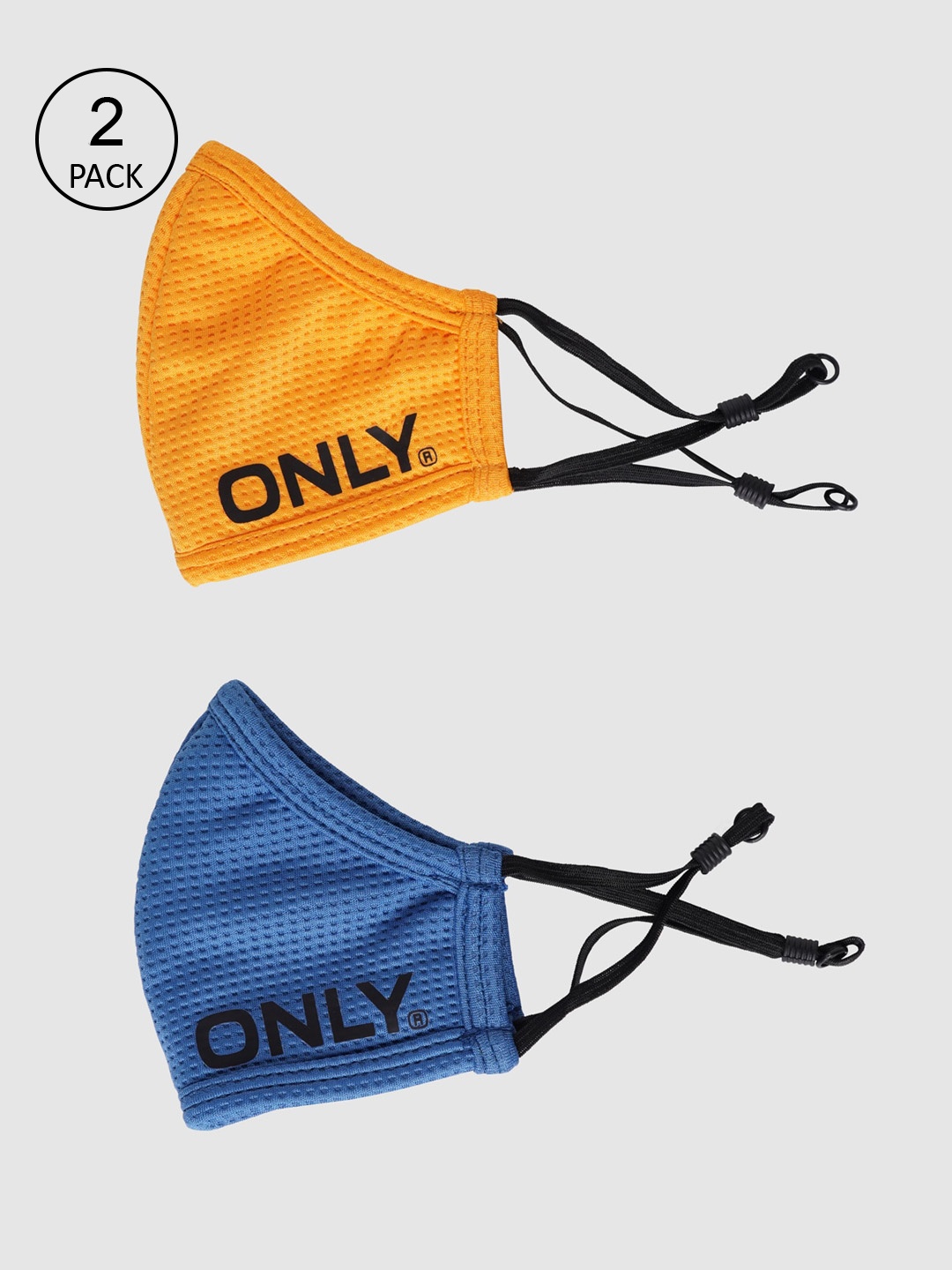 

ONLY Women Pack Of 2 Solid 3-Ply Cloth Masks, Yellow