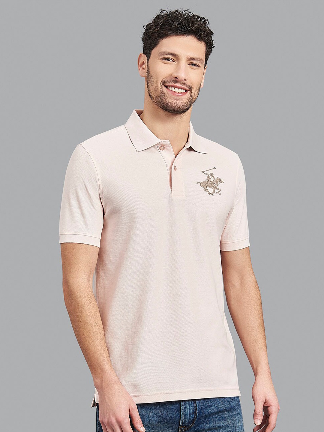 

Beverly Hills Polo Club Men Pink Polo Collar T-shirt