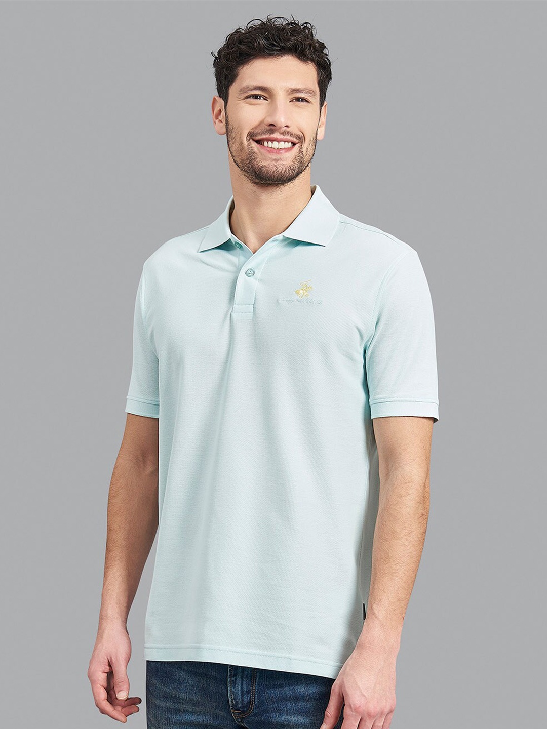 

Beverly Hills Polo Club Men Blue Polo Collar T-shirt