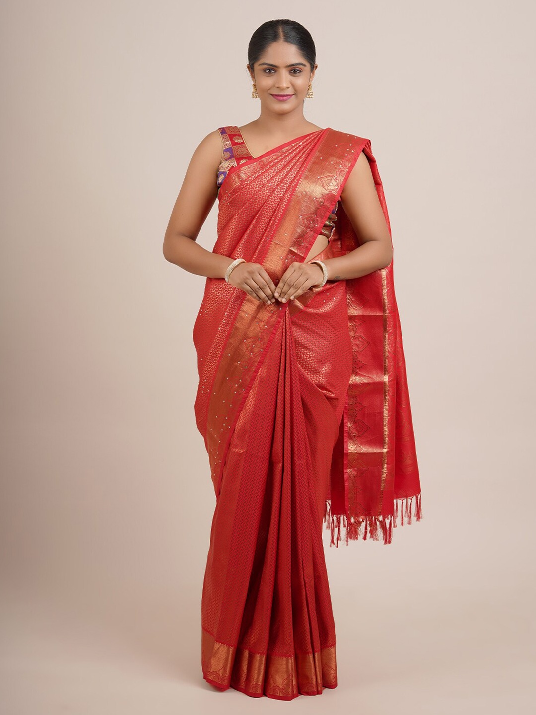 

Pothys Red Woven Design Zari Art Silk Saree